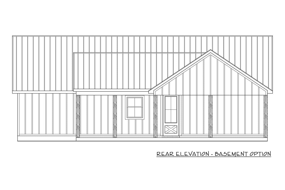 Plan 56558SM: 3-Bedroom Farmhouse Plan with Vaulted Living and Rear Porch - Image #4 - Barndominium, Country, Farmhouse, Modern Farmhouse