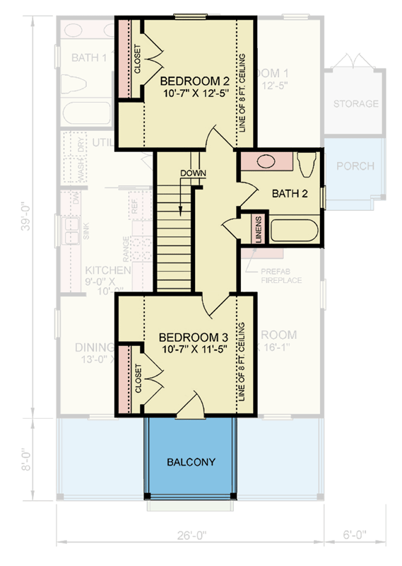 Plan 25903GE: Cozy Contemporary Cabin House Plan with Inviting Porch and Balcony - Floor Plan - 2nd Floor - Cabin