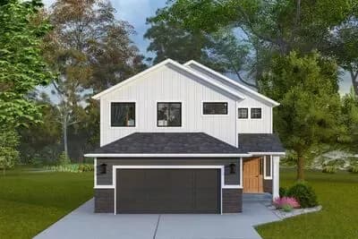 Modern Two-Story House Plan with Split Bedroom Layout
