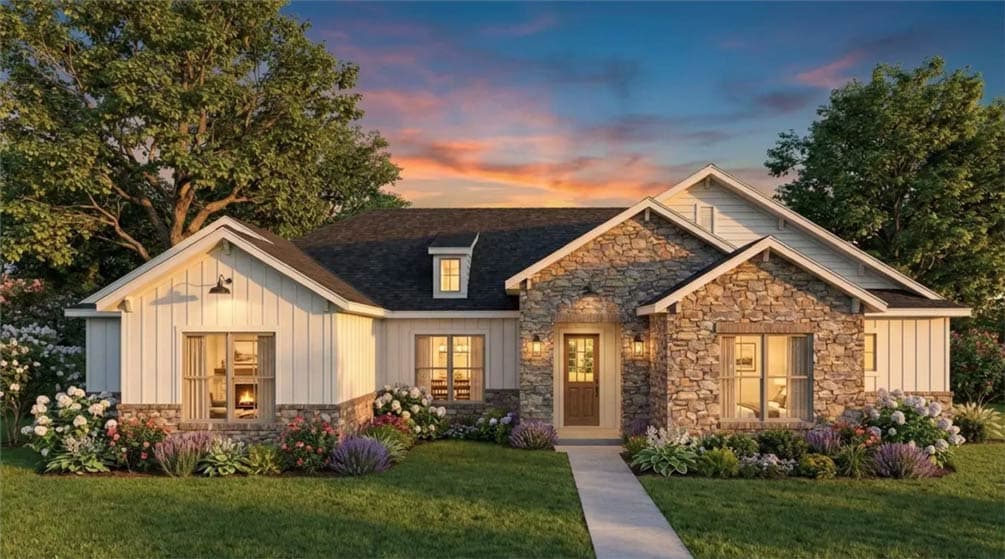 Plan 54042LK: Country Ranch House Plan with 3 Bedrooms and Flex Room - Image #4 - Country, Ranch