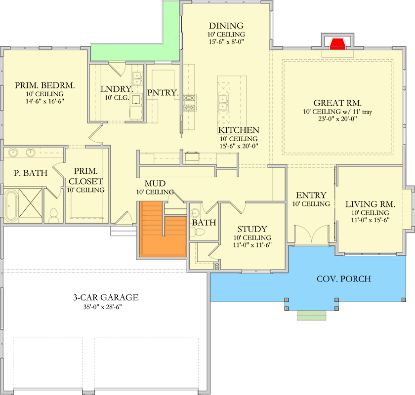 Plan 490142NAH: Luxurious Modern Farmhouse with Home Theater and 3-Car Garage - Floor Plan - Main Level - Modern Farmhouse, New American