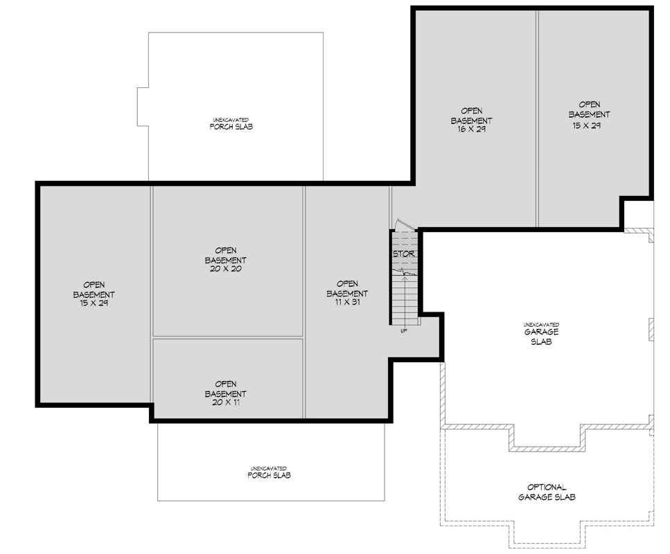 Plan 680570VR: Modern Farmhouse with Expansive Porches and Home Office - Floor Plan - Basement Level - Farmhouse, Modern Farmhouse