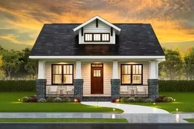 Charming 3-Bedroom Cottage Plan with Split Bedroom Layout and Cozy Porch