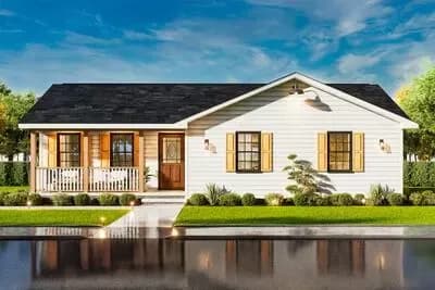 Cozy Ranch Home Plan with 3 Bedrooms and Inviting Porch