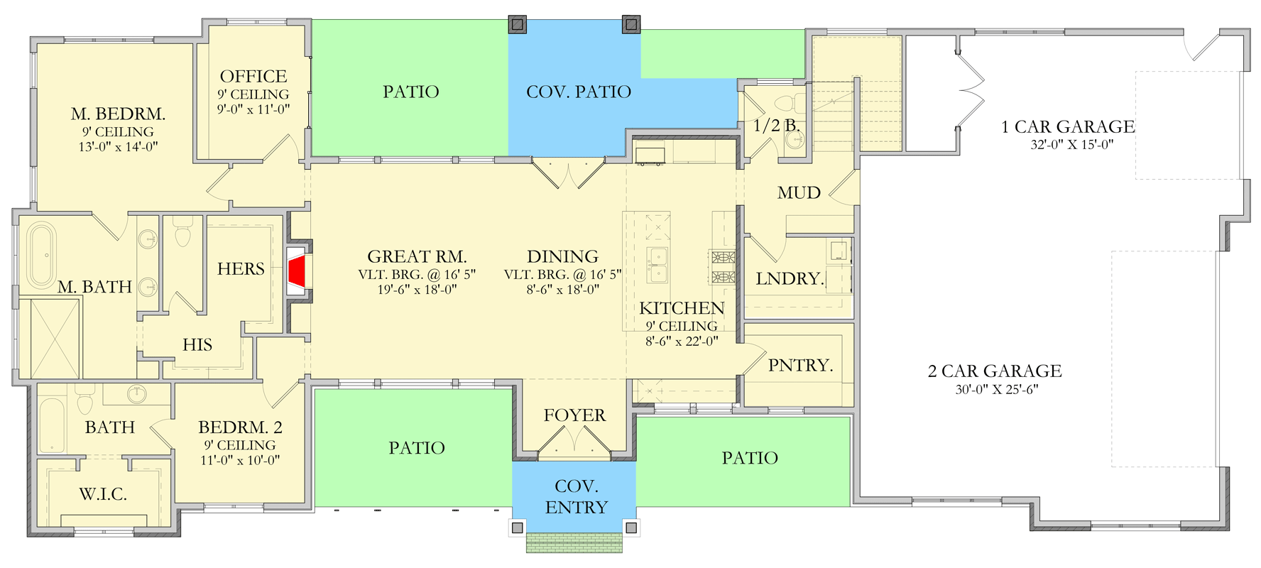 Plan 490145NAH: Stunning 4-Bedroom Modern Farmhouse Plan with Finished Bonus Room - Floor Plan - Main Level - Modern Farmhouse, New American