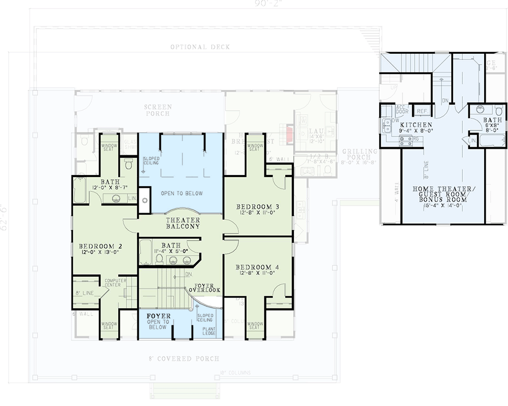 Plan 60724ND: Spacious Southern Farmhouse with Wrap Around Porch - Floor Plan - 2nd Floor - Country, Craftsman, Farmhouse, Low Country, Southern, Traditional