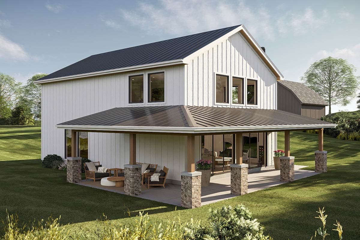 Modern Barndominium With Wrap Around Porch
