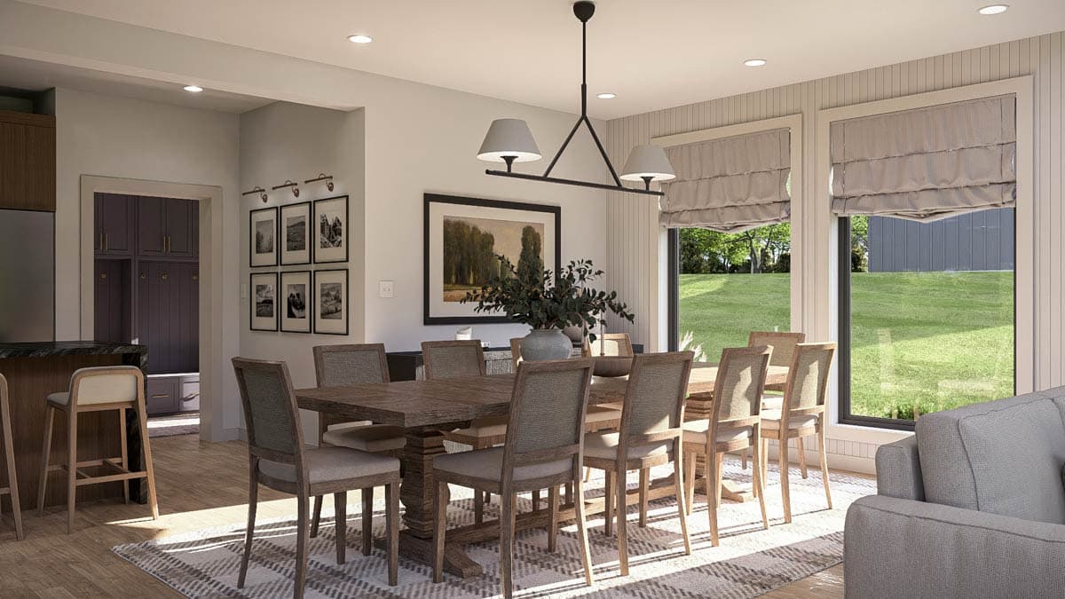 Plan 623529DJ: Modern Barndominium with Two Story Great Room and Wrap Around Porch - Image #8 - Barndominium