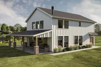 Modern Barndominium with Two Story Great Room and Wrap Around Porch