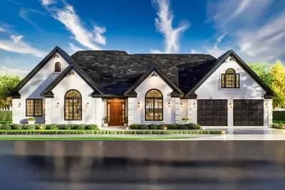 Charming Four-Bedroom European House Plan with Split Bedroom Design