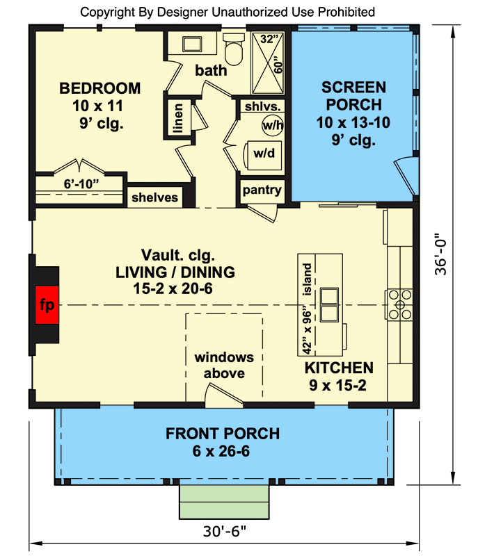 Plan 140023RK: Charming Cottage with Spacious Front Porch and Screened Room - Floor Plan - Main Level - Cottage, Farmhouse