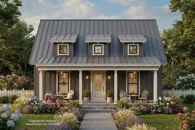 1-Bedroom Cottage Plan with Inviting Porches
