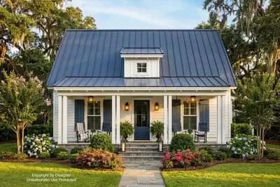 Cottage Style 1-Bedroom House Plan with Vaulted Ceilings