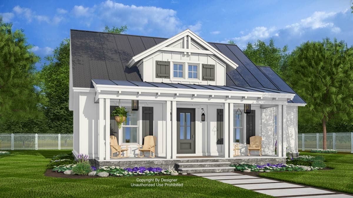 Plan 140040RK: Single-Story 2-Bedroom Cottage House Plan with Covered Porches - Image #5 - Cottage, Country, Farmhouse