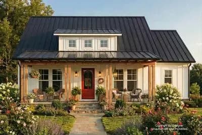 2-Bedroom Cottage House Plan with Spacious Porches