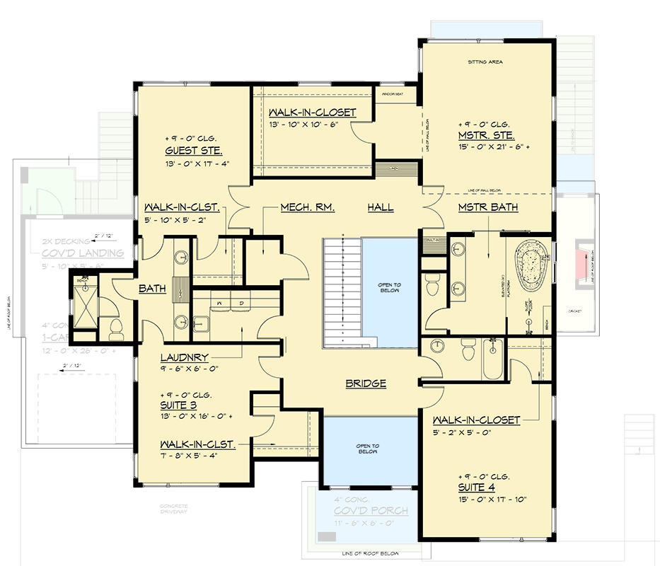 Plan 666299RAF: Contemporary Northwest House Plan with 7 Bedrooms and Lower Level Apartment - Floor Plan - 2nd Floor - Contemporary, Modern, Northwest
