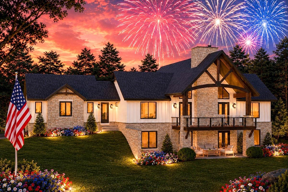 Plan 680578VR: 4-Bedroom Mountain Retreat with Game Room and Home Office - Image #1 - Mountain, New American