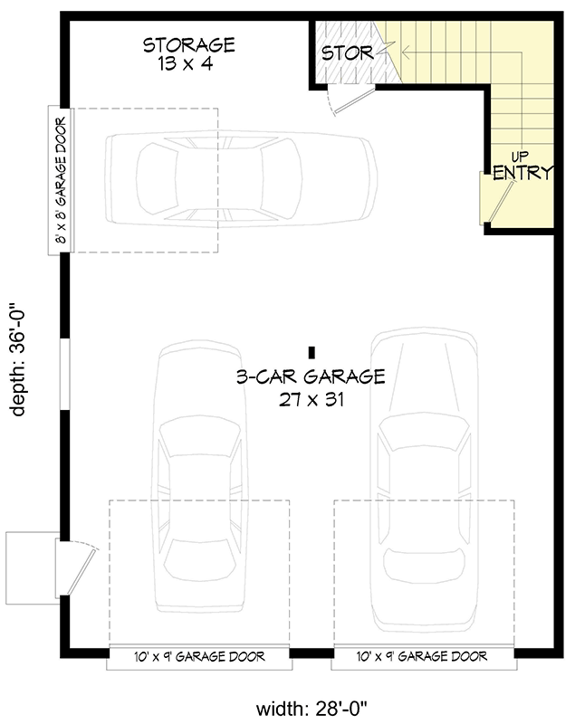 Plan 680580VR: Compact Traditional House Plan with Workshop - Floor Plan - Main Level - Traditional