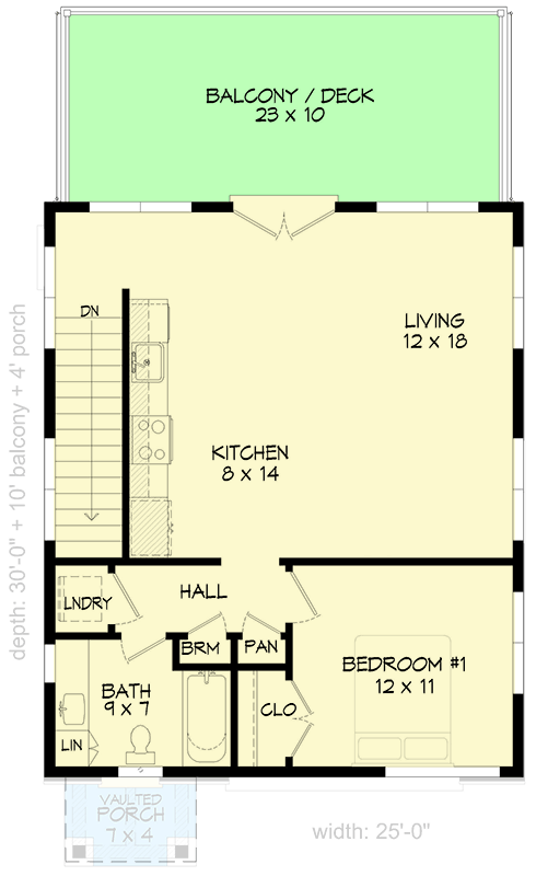 Plan 680581VR: Modern Two-Story House with Spacious Balcony and Attached Garage - Floor Plan - 2nd Floor - Contemporary, Modern