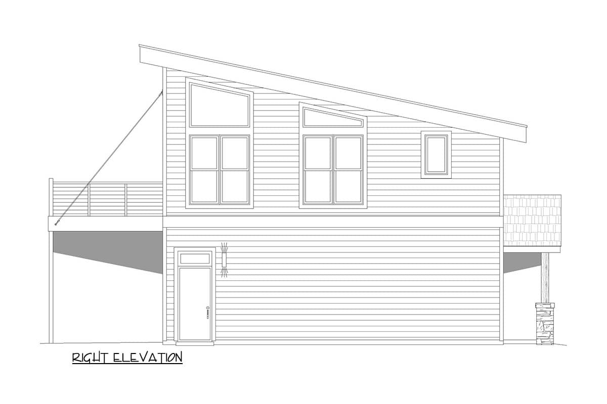 Plan 680581VR: Modern Two-Story House with Spacious Balcony and Attached Garage - Image #6 - Contemporary, Modern