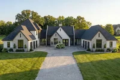 Two-Story European Home Plan with Expansive 6-Car Courtyard Garage