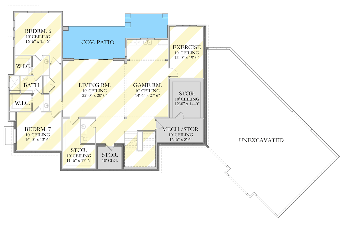 Plan 490153NAH: Two-Story Farmhouse Plan with Game Room and Loft - Floor Plan - Optionally Finished Basement Level - Farmhouse, New American