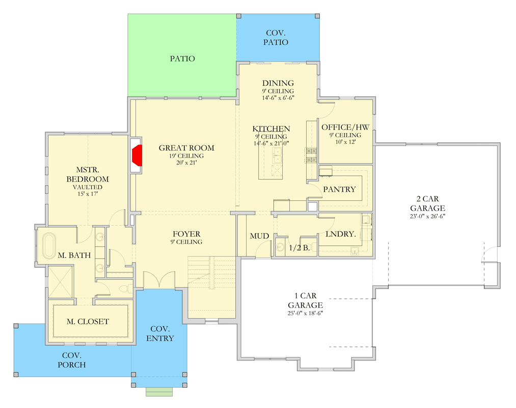 Plan 490154NAH: Modern 4-Bedroom Home Plan with Expansive Great Room - Floor Plan - Main Level - Modern