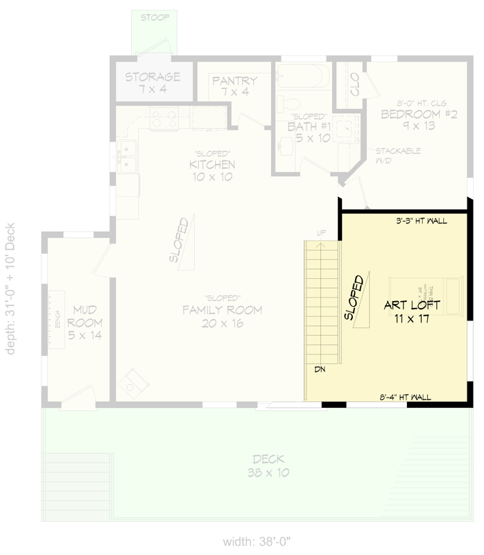 Plan 680583VR: Modern 2-Bedroom Home Plan with Art Loft and Spacious Deck - Floor Plan - 2nd Floor - Modern, Mountain