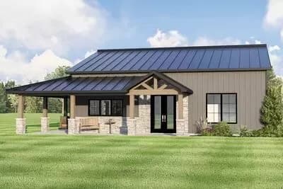 Compact Mountain House Plan with Wrap-Around Porch