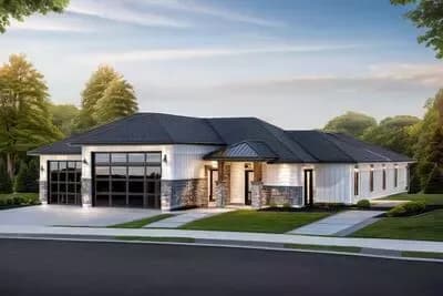 Modern Garage Design Plan with Expansive Sports Court