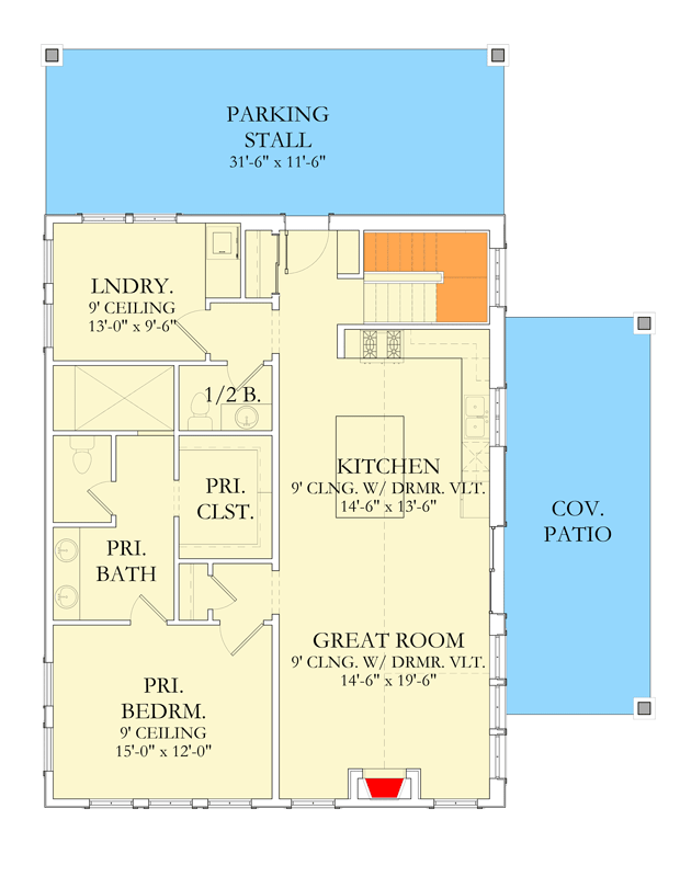 Plan 490161NAH: 1-Bedroom Modern Farmhouse Plan with Spacious Two-Car Garage - Floor Plan - Main Level - Country, Farmhouse, Modern Farmhouse