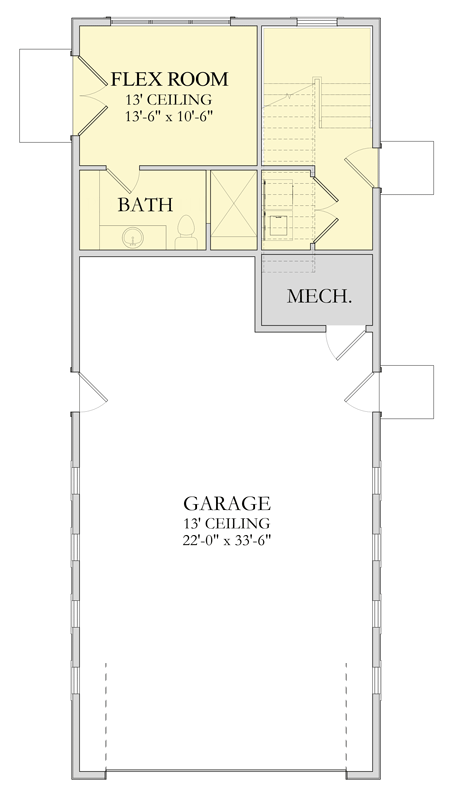 Plan 490163NAH: Garage Plan with Upstairs Attached Apartment and Finished Bonus Room - Floor Plan - Main Level - Craftsman