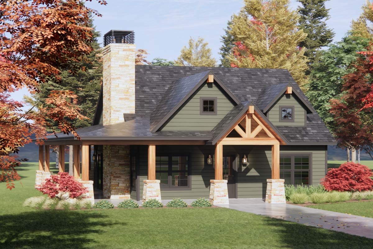 Plan 818165JSS: 2-Bed Country Craftsman House Plan with Wrap Around Porch - Image #7 - Country, Craftsman