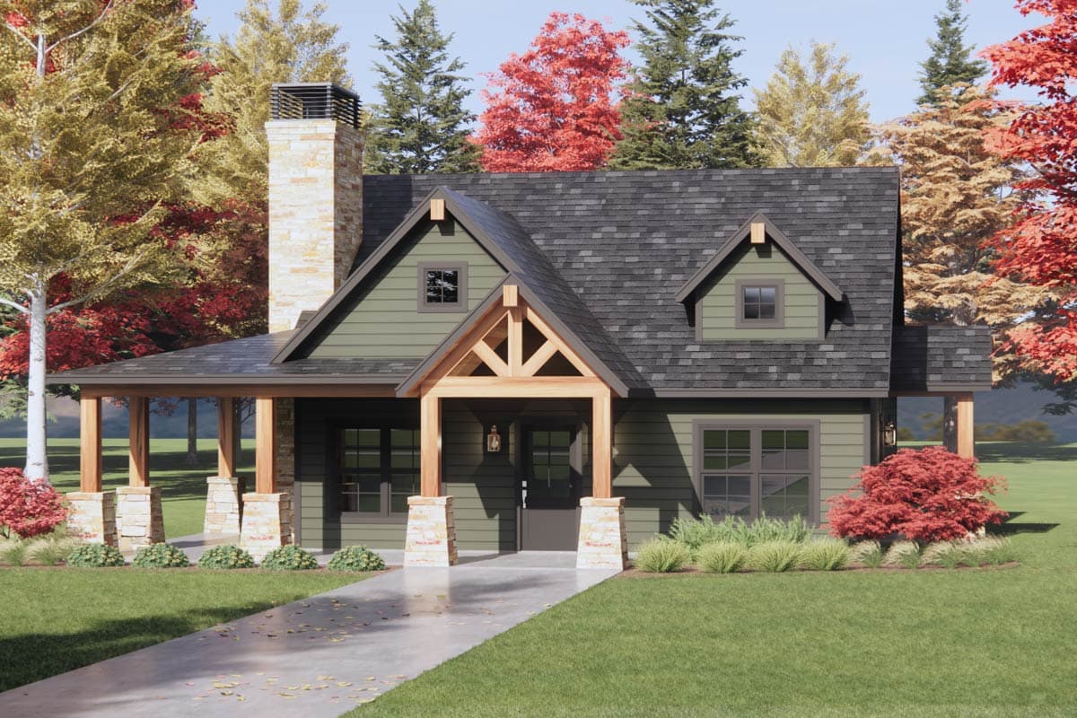 Plan 818165JSS: 2-Bed Country Craftsman House Plan with Wrap Around Porch - Image #9 - Country, Craftsman