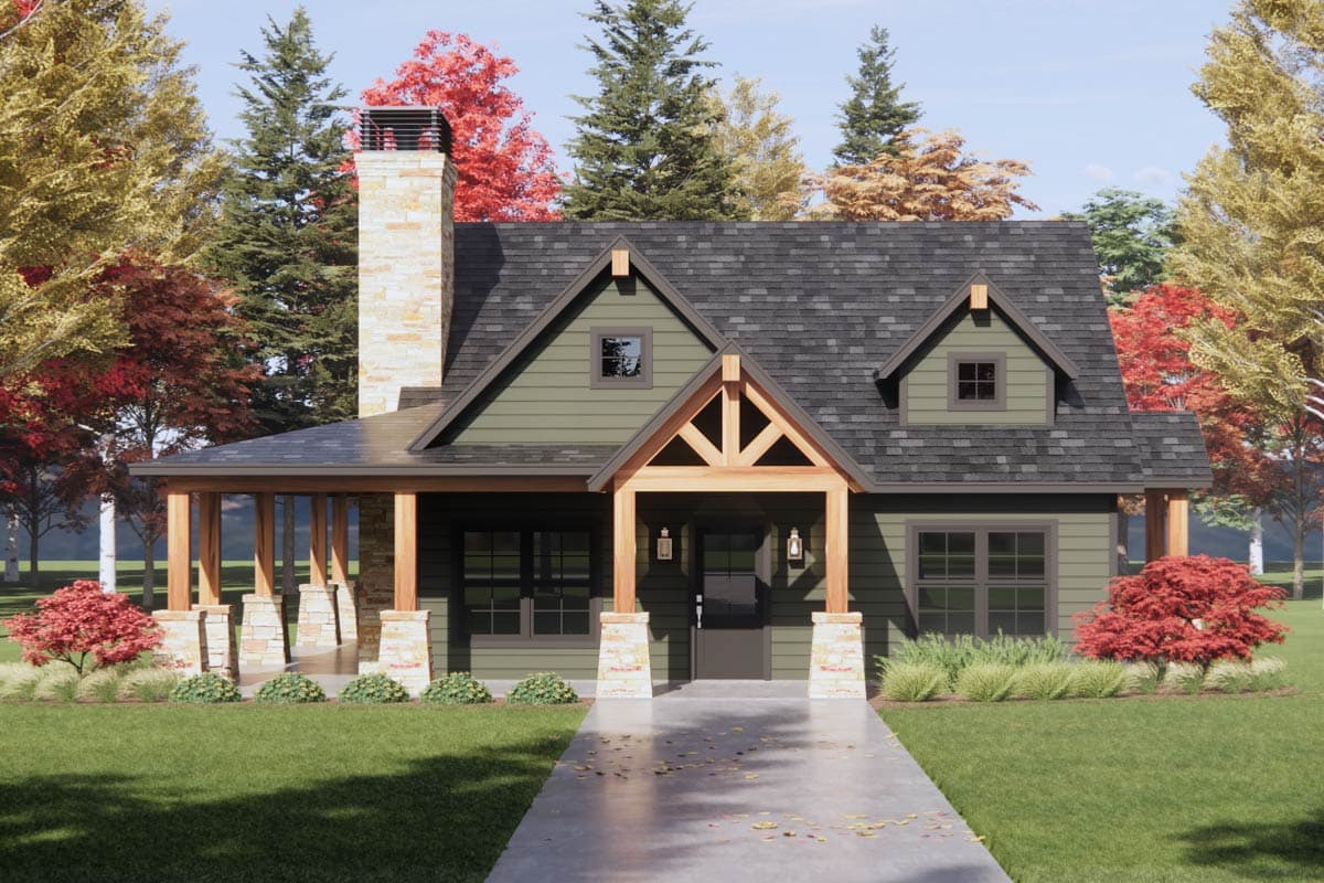 Plan 818165JSS: 2-Bed Country Craftsman House Plan with Wrap Around Porch - Image #6 - Country, Craftsman