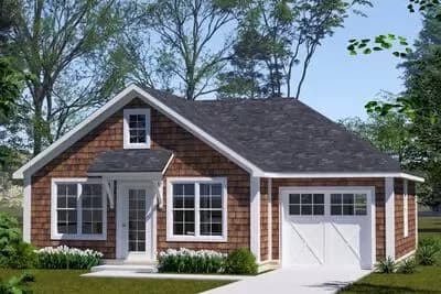 Two-Bedroom Cottage Plan with Craftsman Touches
