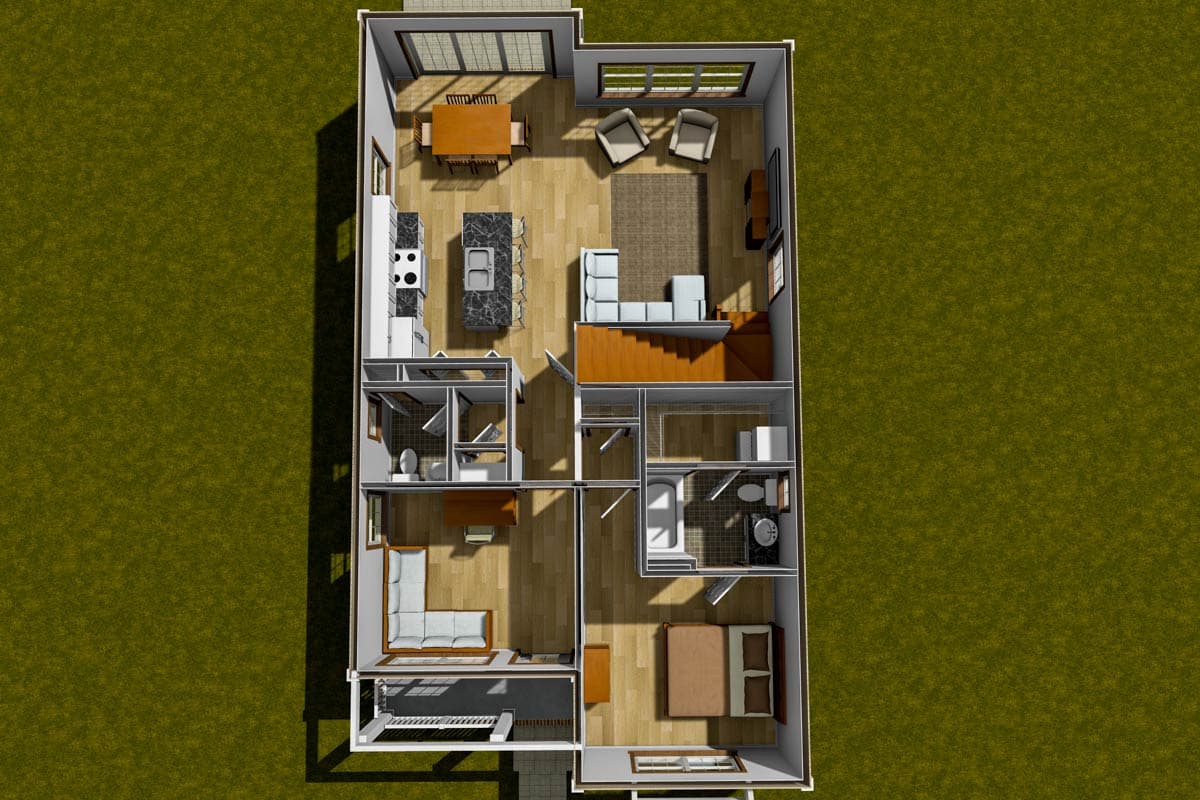 Plan 52450WM: Traditional House Plan with Upstairs Master Suite and Split Bedrooms - Image #8 - Cottage, Traditional