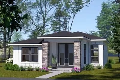 Three-Bedroom Modern House Plan with Study