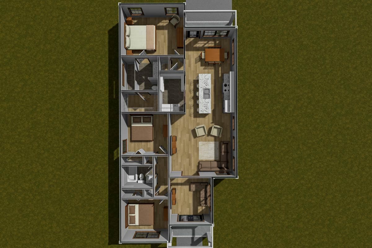 Plan 52452WM: Cottage Plan with Split Bedrooms and Pantry - Image #8 - Cottage, Country