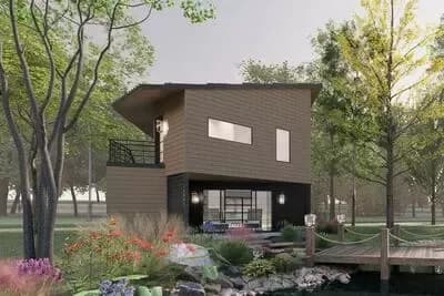 Contemporary House Plan with Attached Garage and Scenic Views
