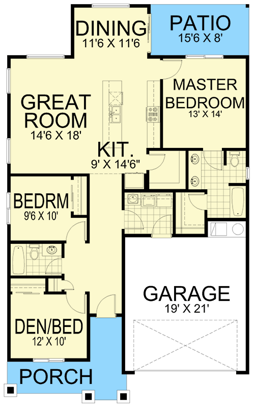 Plan 267090SPK: Craftsman House Plan with Spacious Great Room - Floor Plan - Main Level - Craftsman
