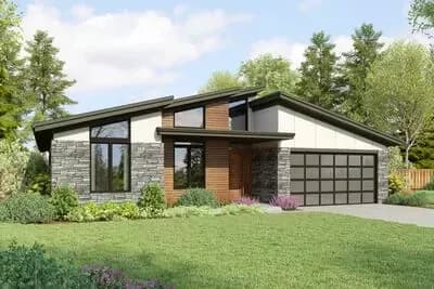 Contemporary Ranch House Plan with Workshop
