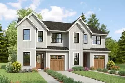 Modern Farmhouse Multi-Family House Plan with Loft and Flex Room