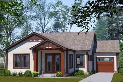 Cottage House Plan with Split Bedrooms and Study
