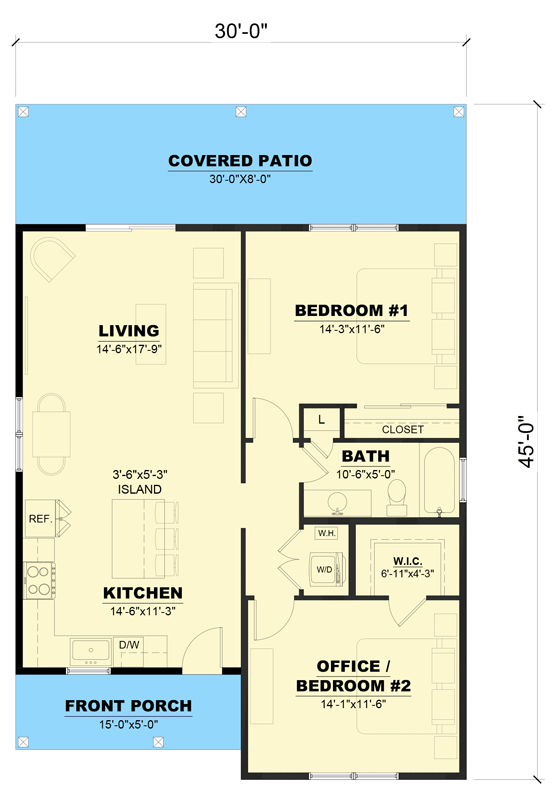 Plan 810043RBT: Modern Cottage House Plan with Split Bedrooms - Floor Plan - Main Level - Cottage, Modern Farmhouse, Traditional