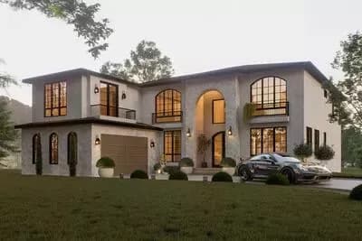 Contemporary Tuscan Two-Story House Plan with Dual Master Suites