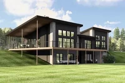 Mountain Contemporary House Plan with Expansive Deck