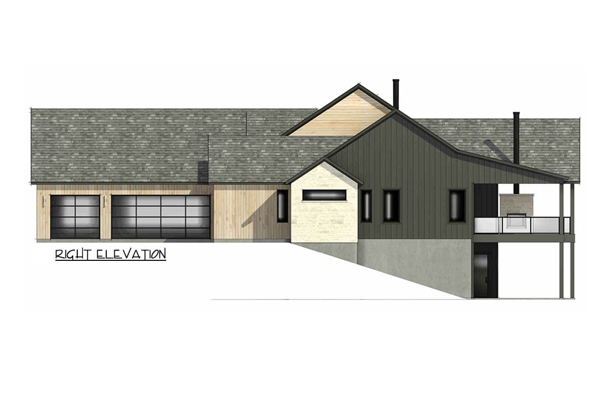 Plan 818168JSS: Expansive Scandinavian Modern House Plan with Courtyard Garage - Image #5 - Contemporary, Modern, Scandinavian