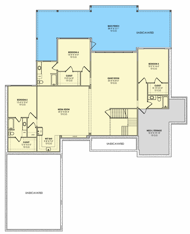 Plan 818168JSS: Expansive Scandinavian Modern House Plan with Courtyard Garage - Floor Plan - Lower Level - Contemporary, Modern, Scandinavian