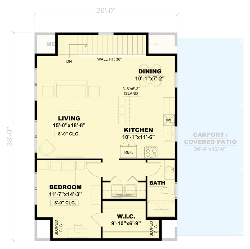 Plan 810044RBT: New American Style Garage with Apartment Above and Spacious Covered Patio or Carport - Floor Plan - 2nd Floor - Country, Farmhouse, Modern Farmhouse, New American